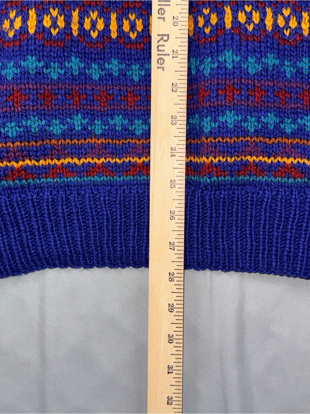 Vintage Nomadic Traders Sweater Womens See Measurements Blue Wool Fair Isle - Picture 8 of 9
